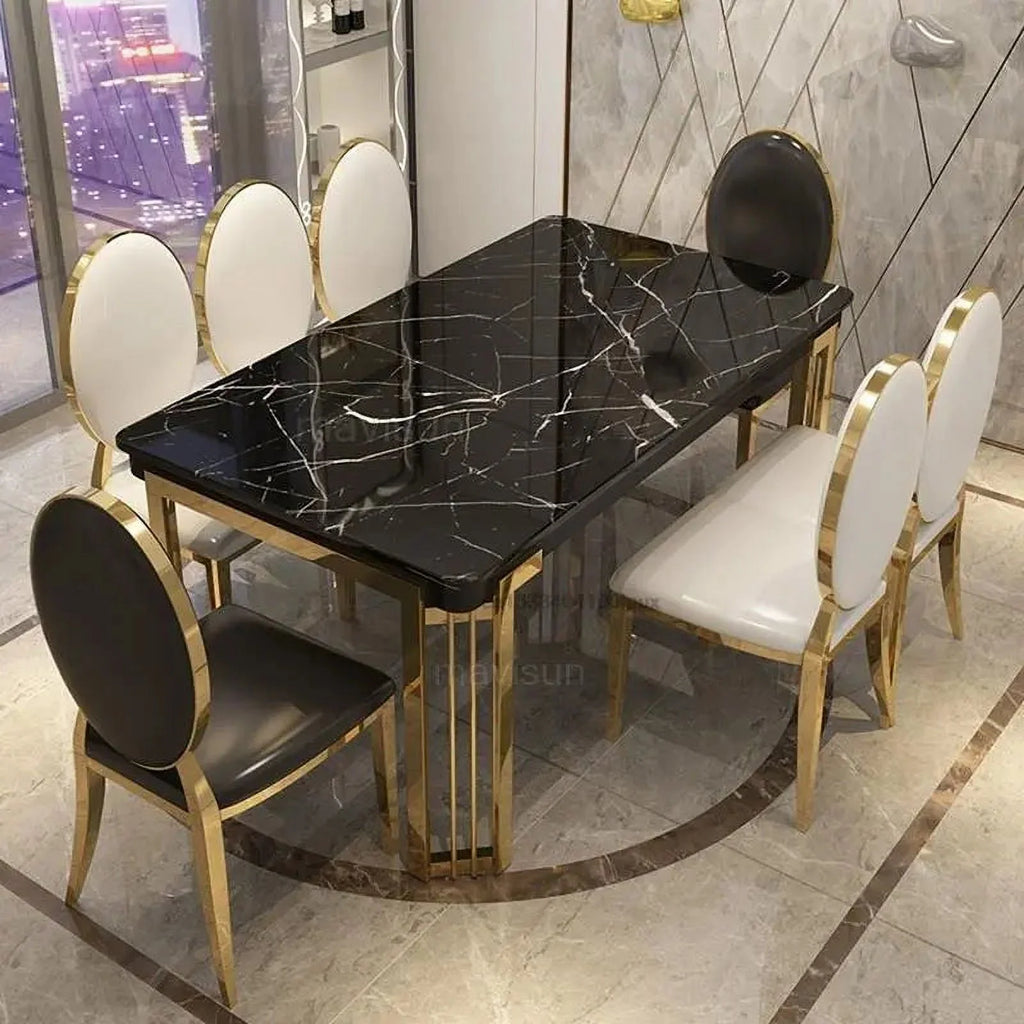 Marble Rectangular Dining Table with Chairs M41153