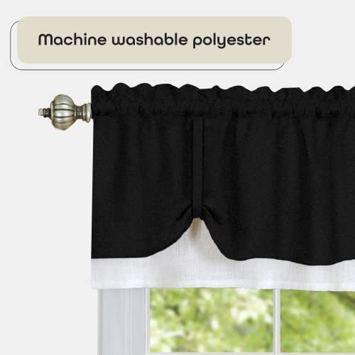 Tan & White 58 Inch Width 14 Inch Length Light Filtering Curtain Valance D643622