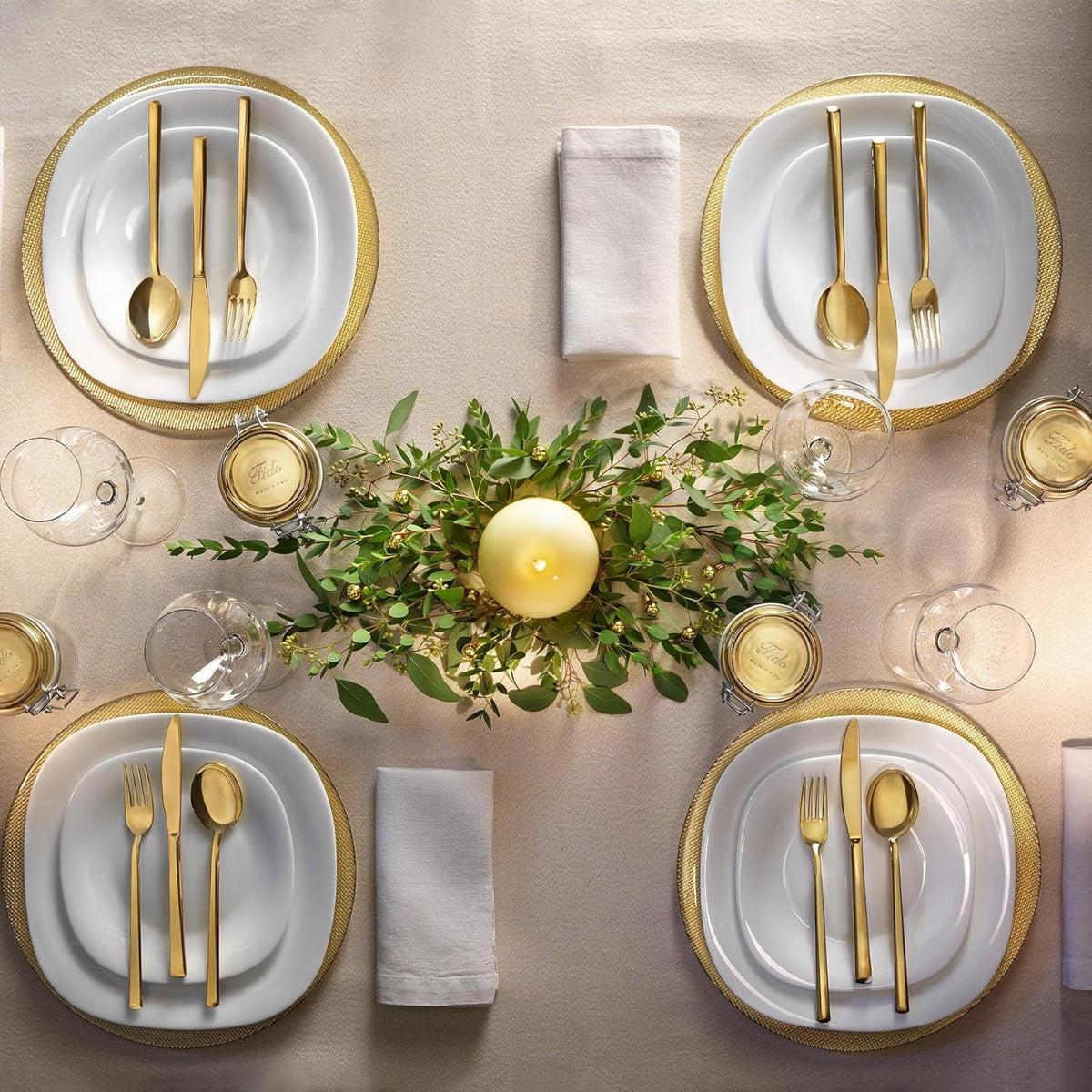 Set of 6 Tempered Opal Glass Dinner Plates Q8442