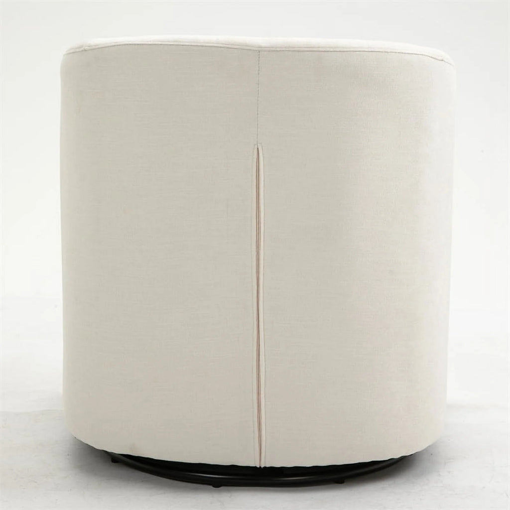 Beige Wood Swivel Upholstered Accent Chair V2241