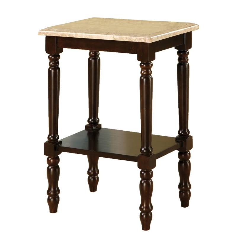Marble Top End Table in Dark Cherry V9853