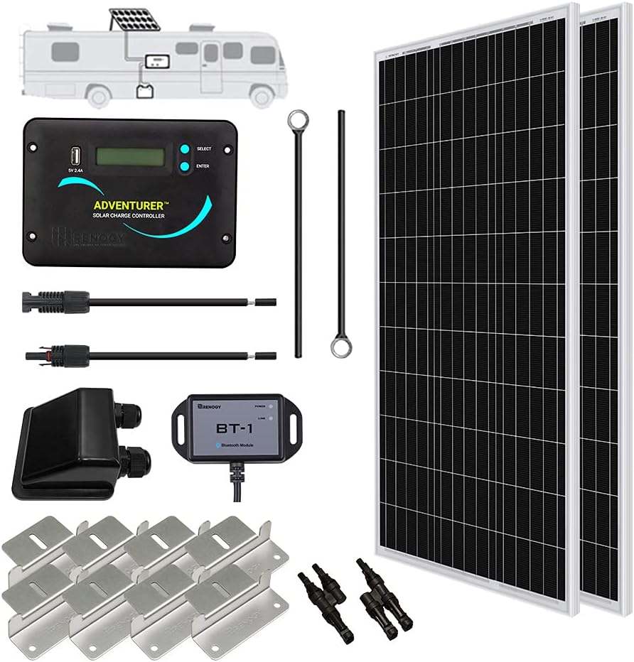 200 Watts 12 Volts Monocrystalline Solar Panel Kit with 30A Charge Controller H646826