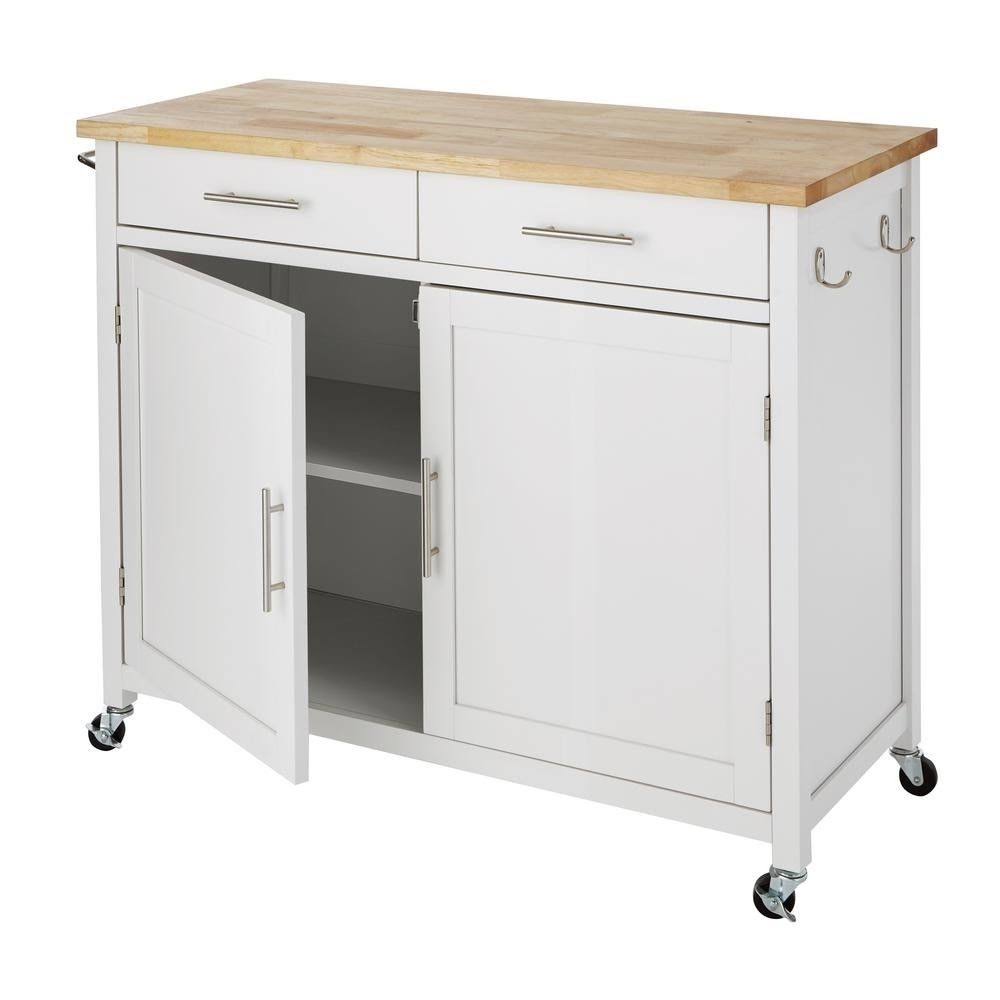 White Kitchen Cart with 2 Drawers P92521