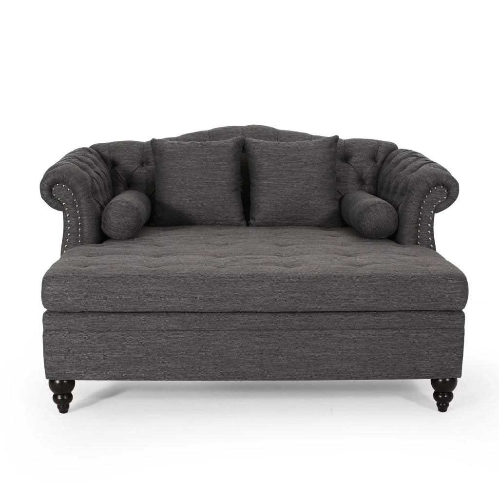 Dark Brown and Charcoal Tufted Chaise Lounge Y833140