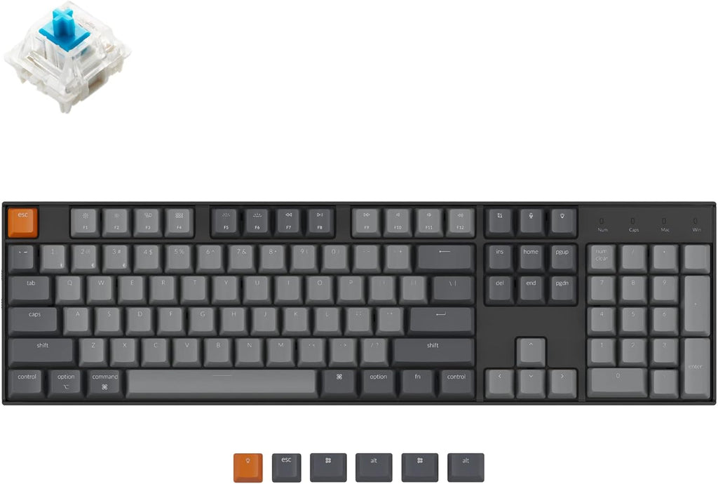 White LED Backlit Hot-Swappable Mechanical Keyboard V611