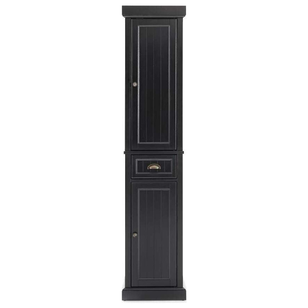 Distressed Black Wood Linen Cabinet F105537