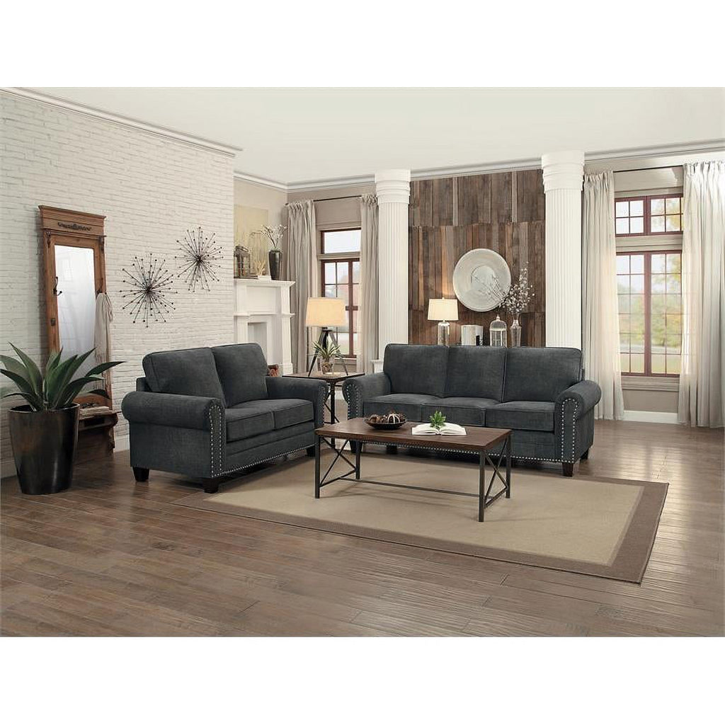 Dark Gray Microfiber Loveseat S427802