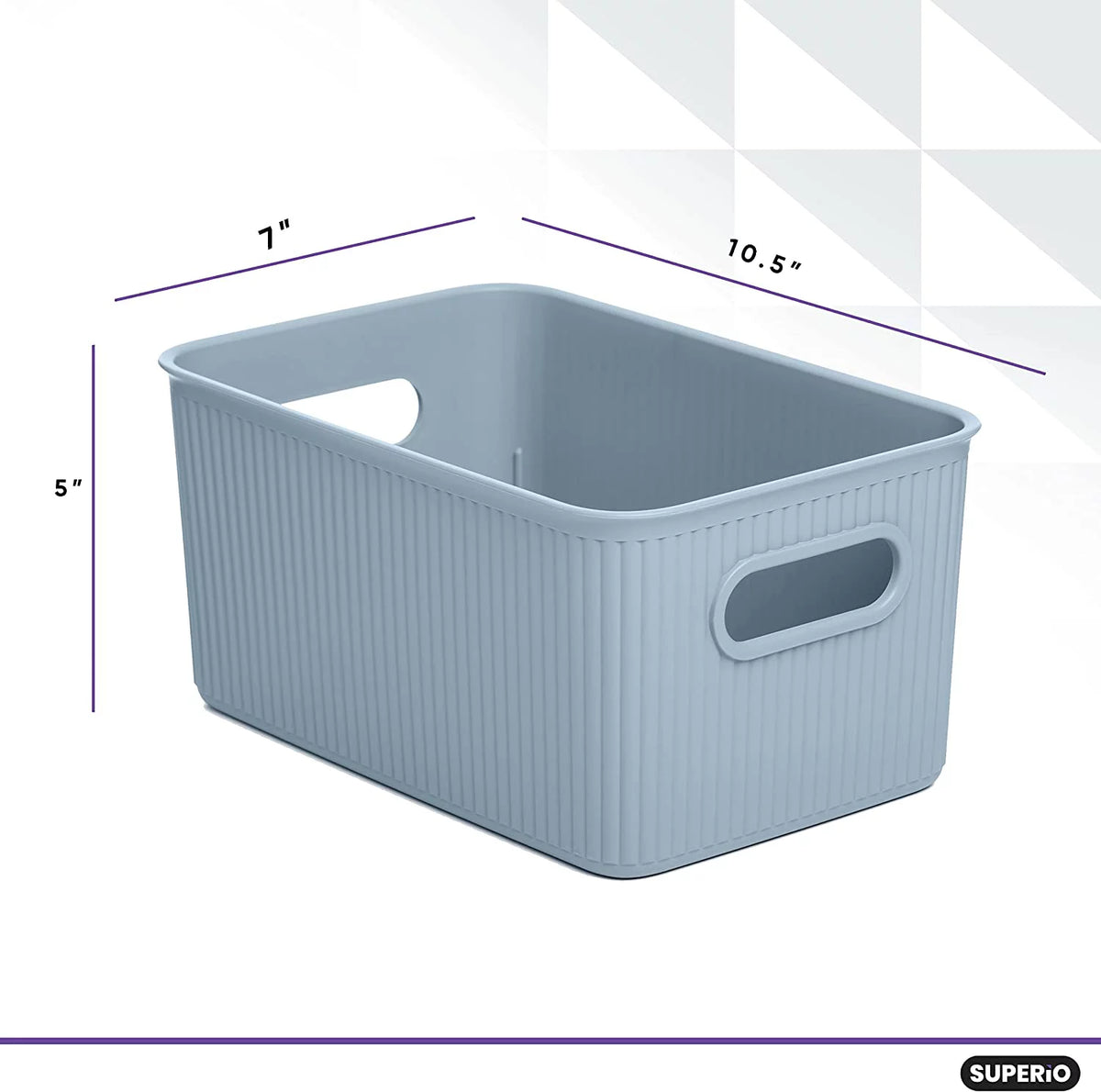 Blue 6 Pack Ribbed Plastic Storage Basket Organizer I464