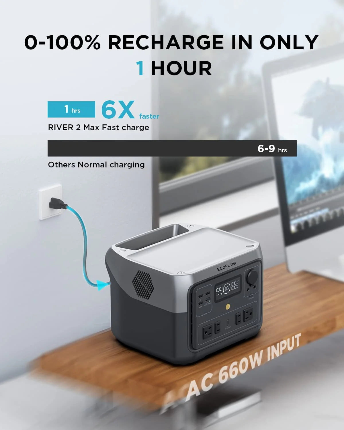 Portable Power Station 512Wh Capacity 1000W AC Output L446076