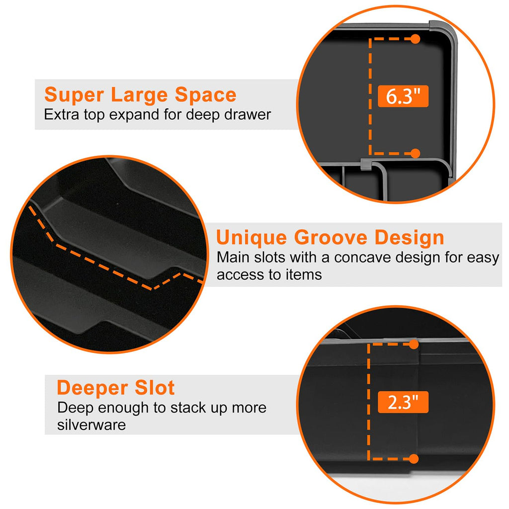 7-Section Expandable Drawer Divider, Black U867