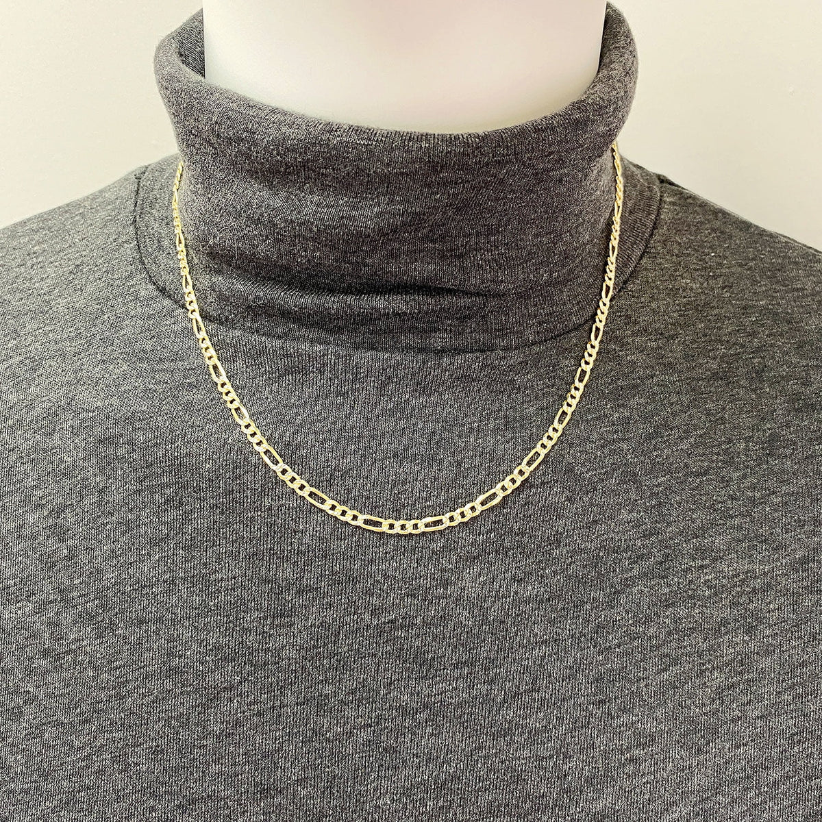18K Gold Over Silver Diamond-Cut Figaro Chain Necklace C130981