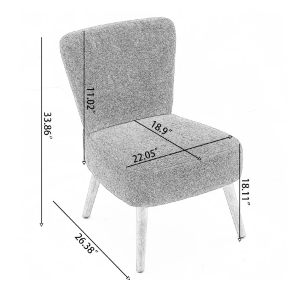 White Teddy Fabric Slipper Chair with Wooden Legs S767172