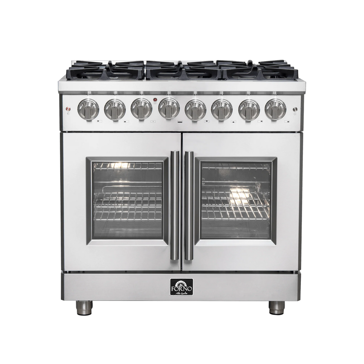 36″ Freestanding French Door Dual Fuel Range with 6 Burners A8743
