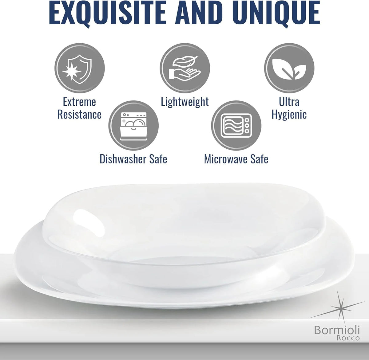 Set of 6 Tempered Opal Glass Dinner Plates Q8442