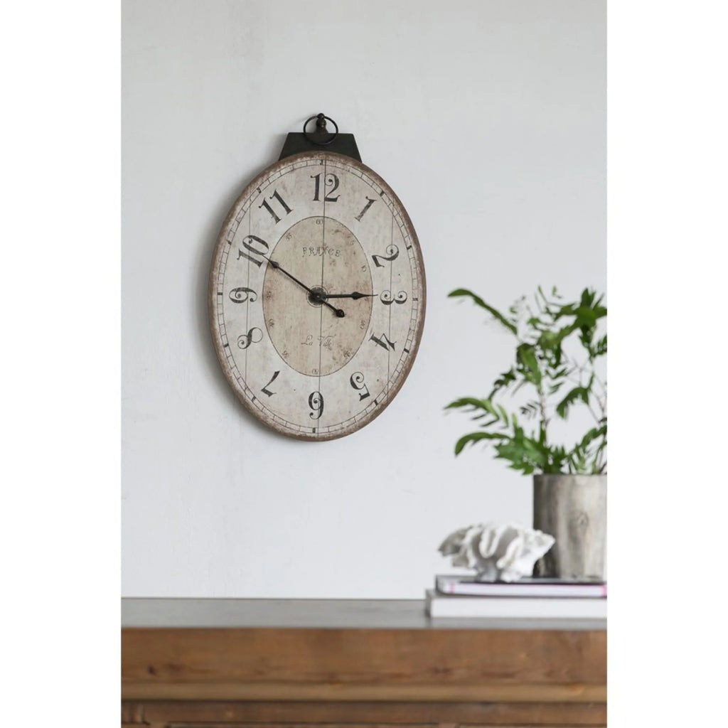29" White and Black Oval Wall Clock X35999