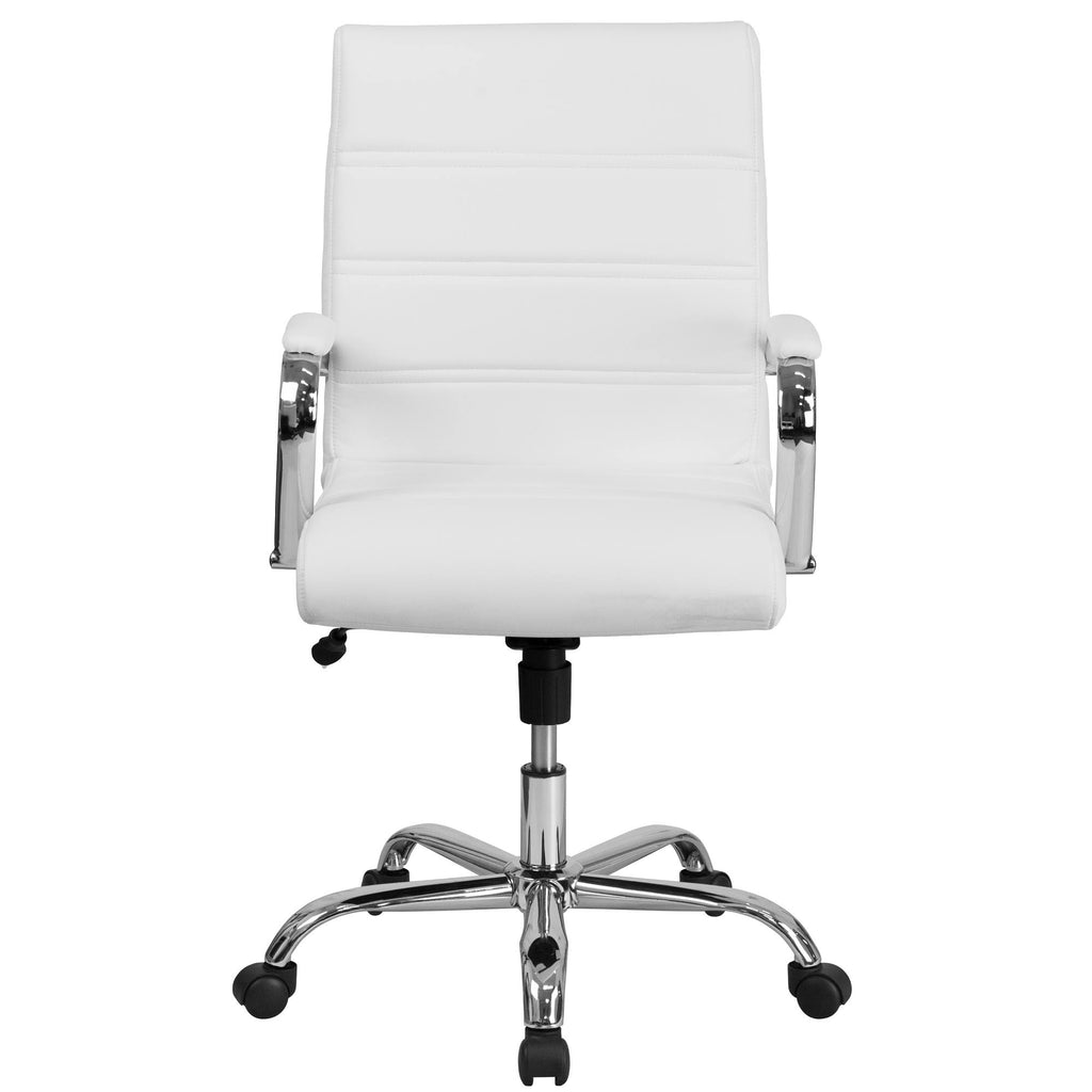 White and Silver Mid-Back Executive Swivel Office Chair Q64818