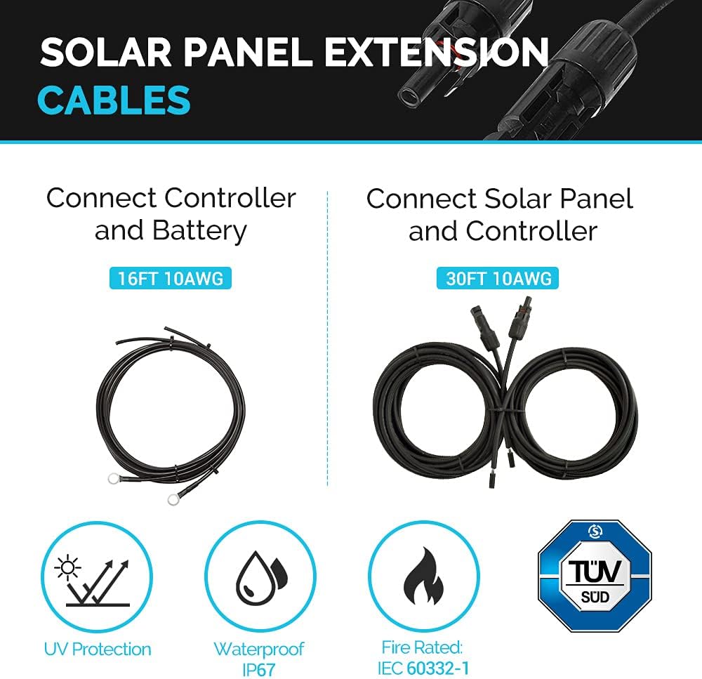 200 Watts 12 Volts Monocrystalline Solar Panel Kit with 30A Charge Controller H646826