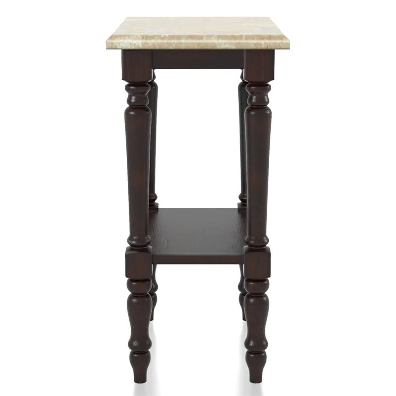 Marble Top End Table in Dark Cherry V9853