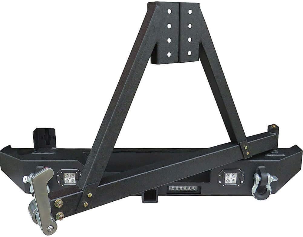 Front and Rear Bumper with Textured Black LED Lights Winch Plate Tire Carrier E779