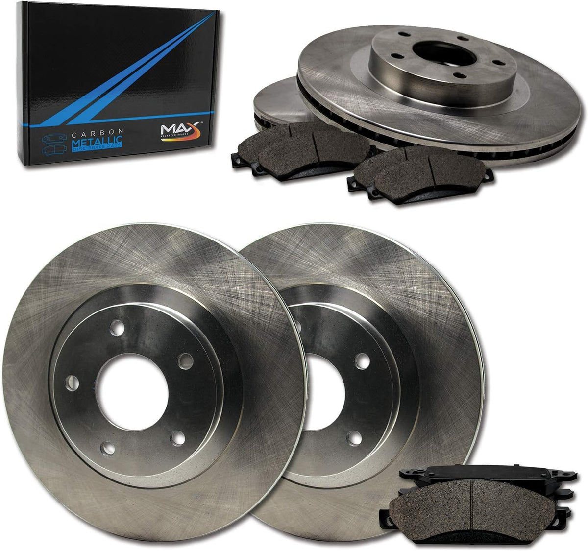 Front + Rear Brake Rotors with Carbon Metallic Pads U51564