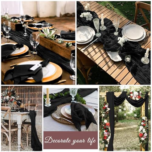 25 Pcs Ivory Cheesecloth Table Runner 10FT Rustic Wrinkled Gauze Table Runner 20x120 inch N71724