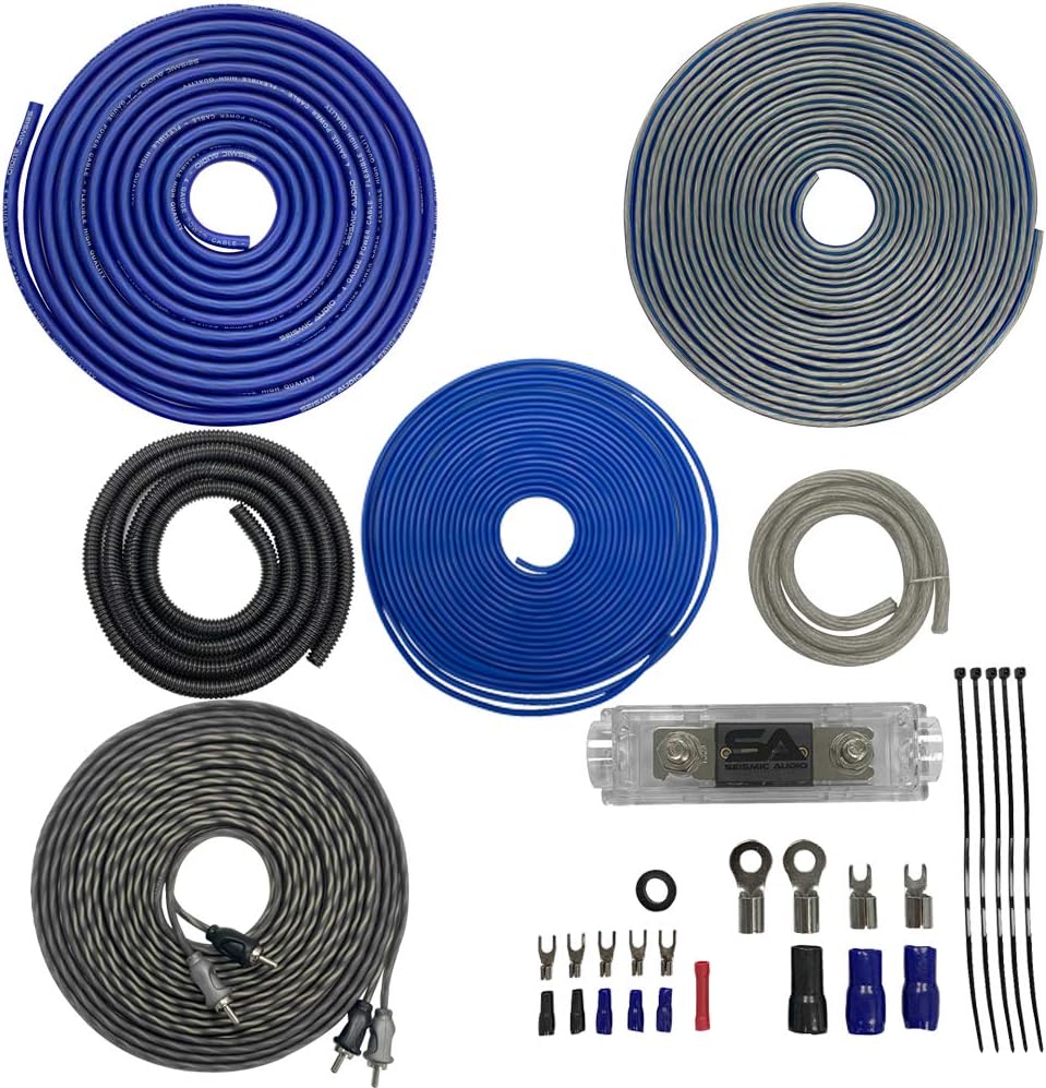 Pair of 8 Inch 1000 Watt Dual 4 Ohm Car Audio Subwoofer Package with Amplifier & Cables J20219