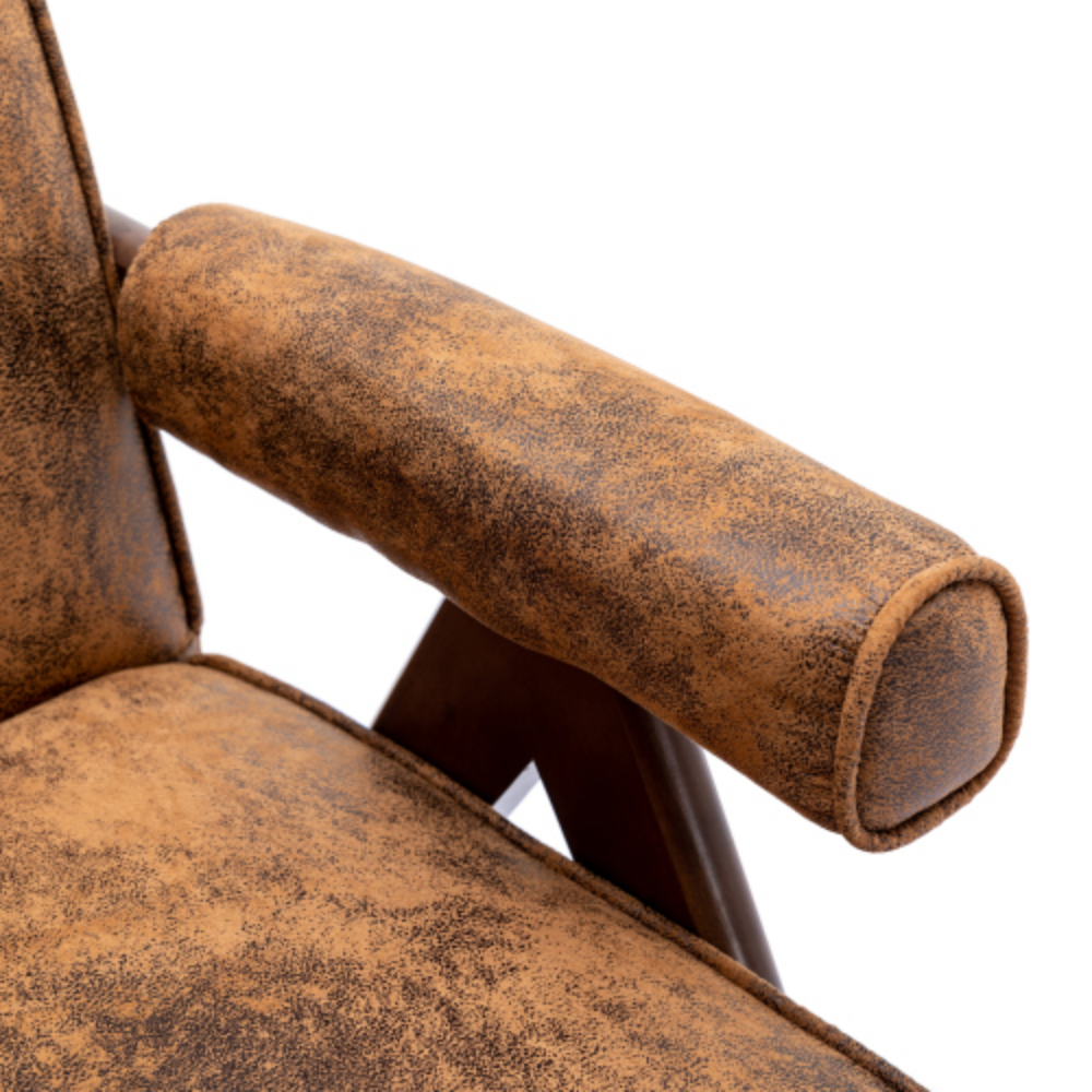 Mid-Century Modern Accent Chair with Solid Wood Armrest and Feet U780
