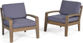 Acacia Wood Club Chairs, Gray, 2-Pcs Set V843507