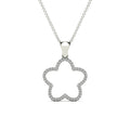 10K White Gold Diamond Clover Pendant Necklace J836