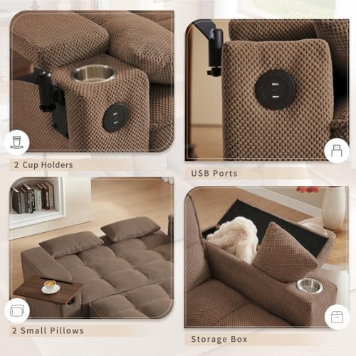 White Corduroy Sleeper Chair Bed with USB Port M577173