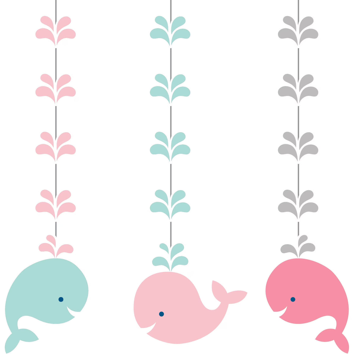 Pink Baby Whale Hanging Cutouts, 3 pk Q202