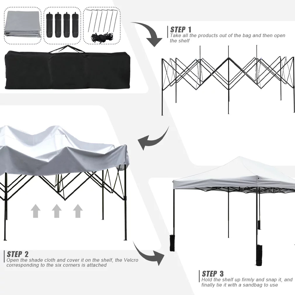 10x20 Pop Up Canopy Tent with Backpack Bag G5644