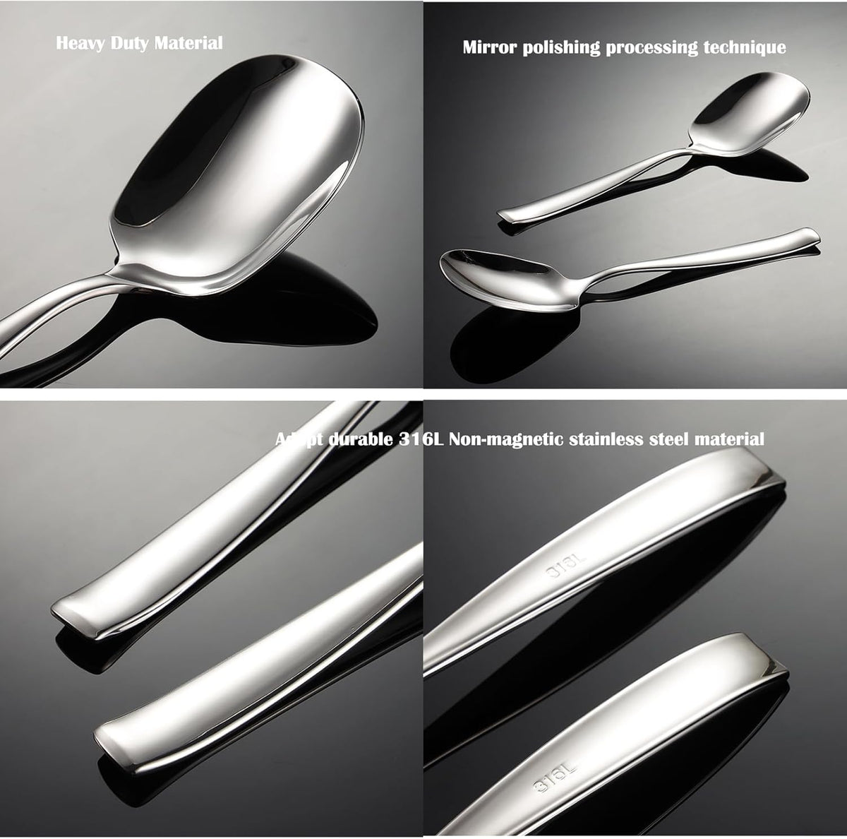 9.5 Inch 316L Stainless Steel Serving Spoon K773