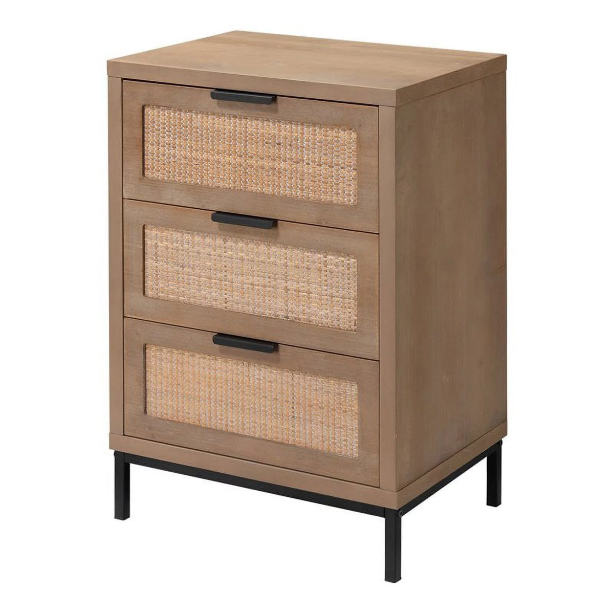 3 Drawer Wood and Iron Side Table D138