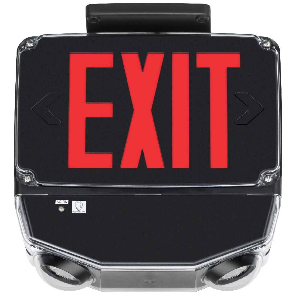 Black LED Red Exit Sign Combo with Battery Backup J485