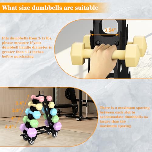 5 Tier Dumbbell Rack with Wheels L168