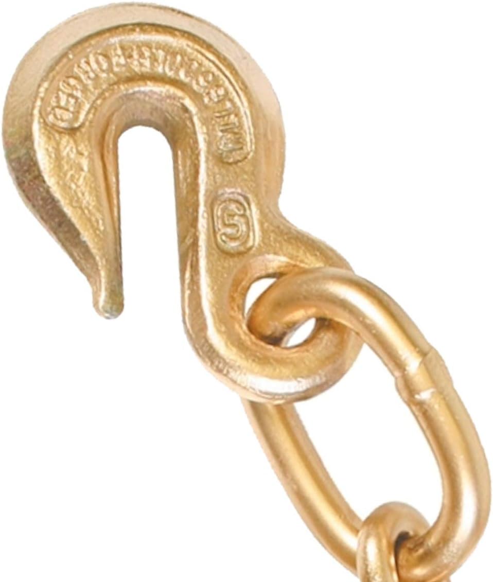 Tow Chain with 15 Inch Forged J Hook and Grab Hook, Grade 70, 8 Foot, Pack of 2 C779
