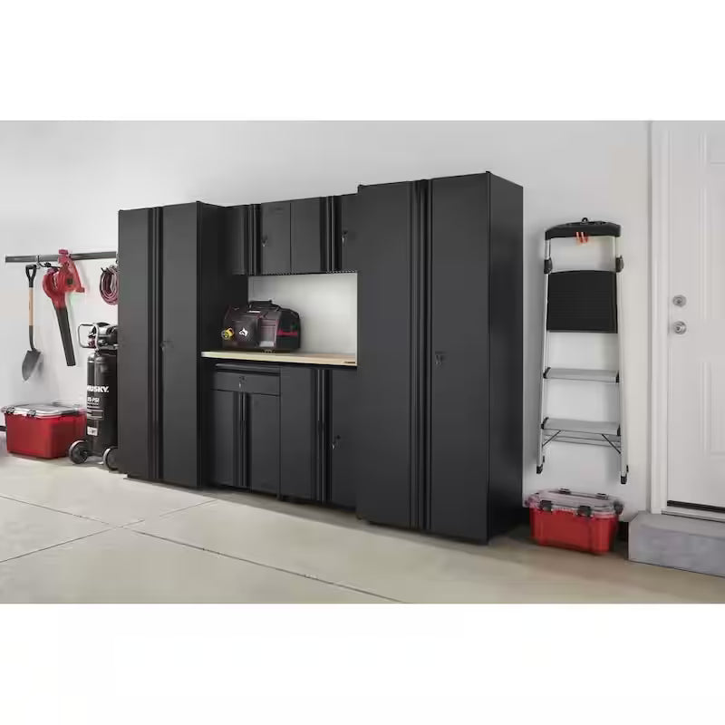 7 Piece Welded Steel Garage Storage System Black B9436
