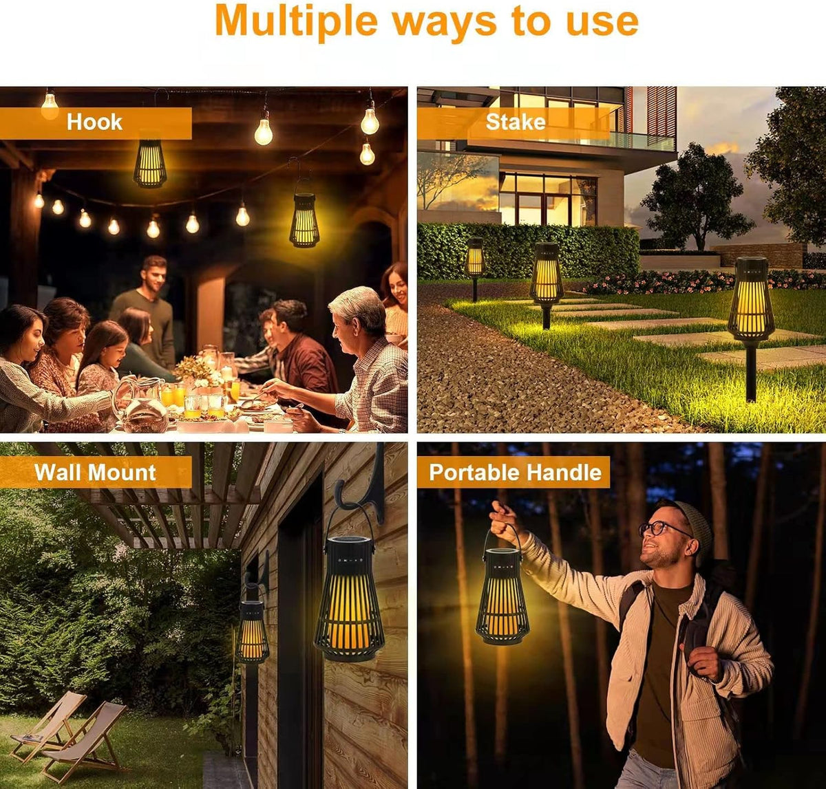 Outdoor Bluetooth Speaker with LED Flickering Flame Effect, Portable Waterproof Wireless Speaker with Wall Mounted Hook M14524