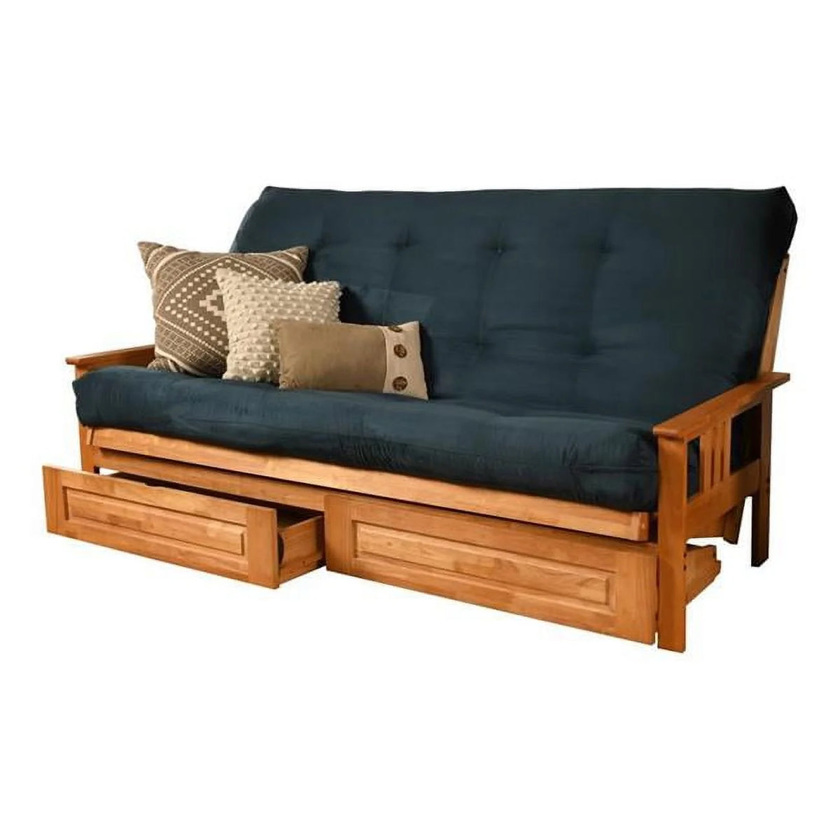 Queen Size Futon Frame with Mattress & Storage Drawers E4878