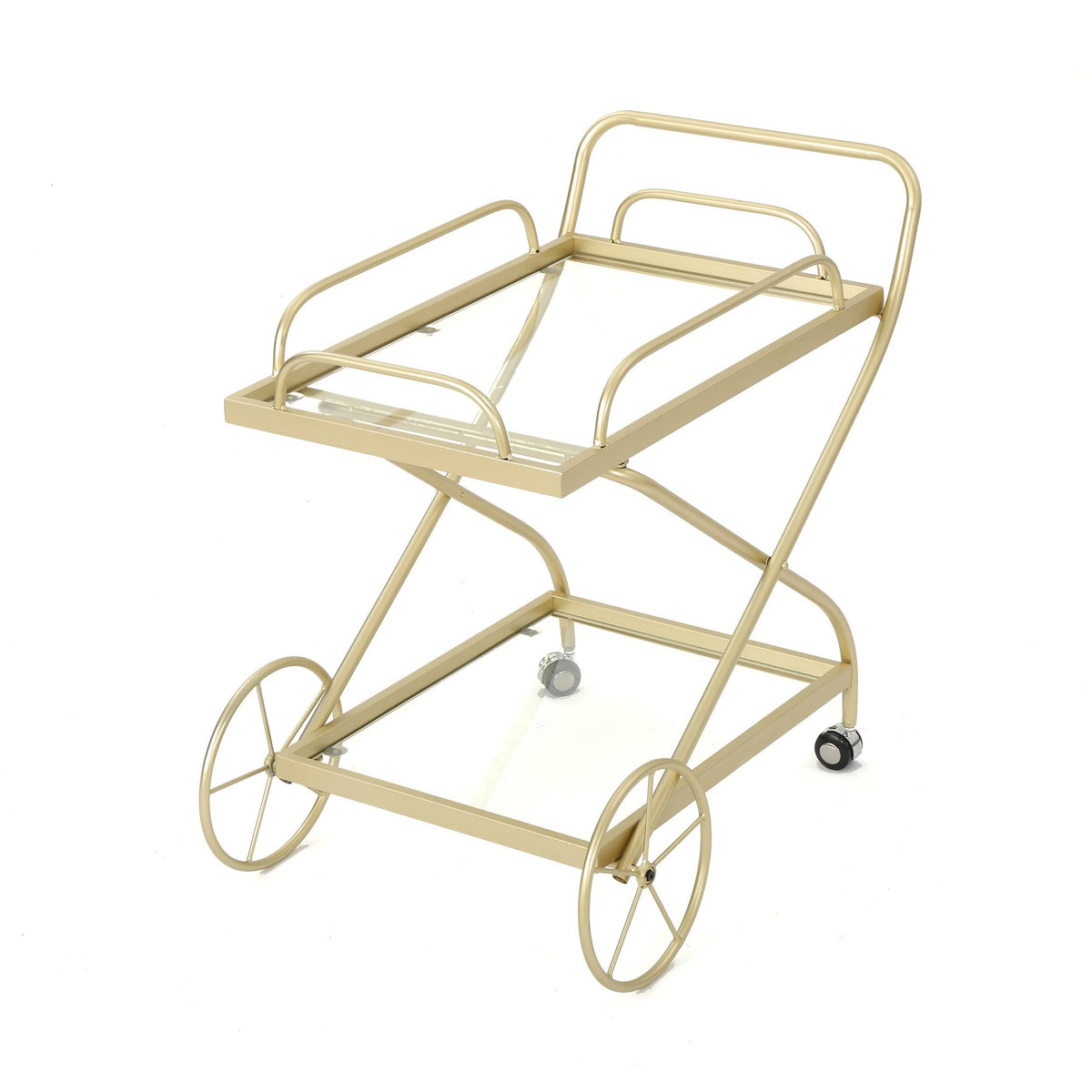 Gold Iron and Glass Bar Cart Q671