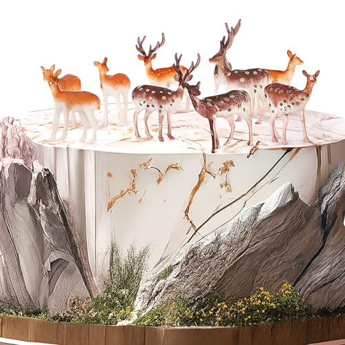 60 Pcs Mini Plastic Deer Figurines Cake Toppers T636773