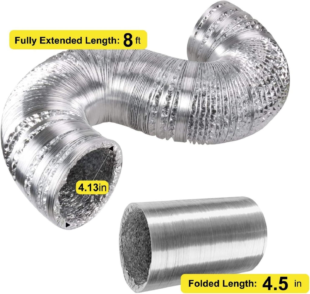 4 Inch 118 CFM Inline Fan Carbon Filter 8 Feet Ducting Combo U1389