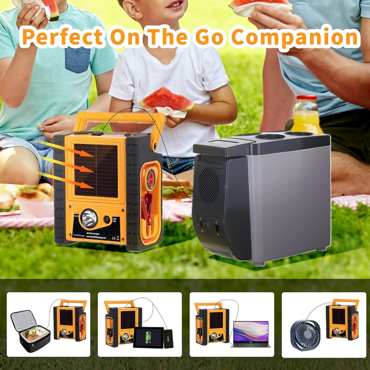 Solar Car Jump Starter 12V 1400 Peak AMPS 8-in-1 Power Station with Digital Air Compressor U701298
