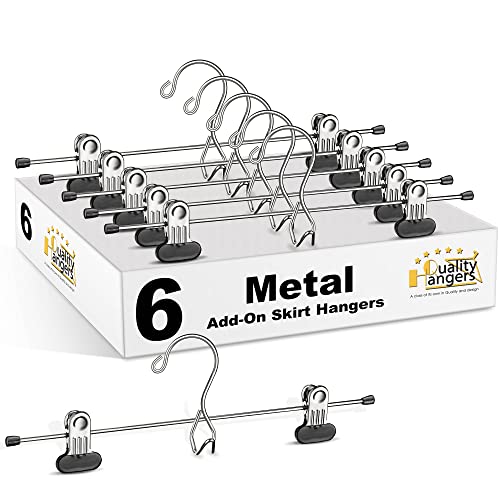 6 Pc Heavy Duty Metal Pants Hangers with Adjustable Clips O714601