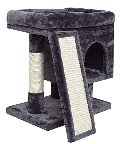 Beige Small Cat Tree with Scratching Post and Cave X868039