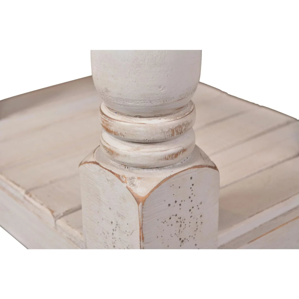 Cottage White and Brown Rectangular Wood End Table I8275