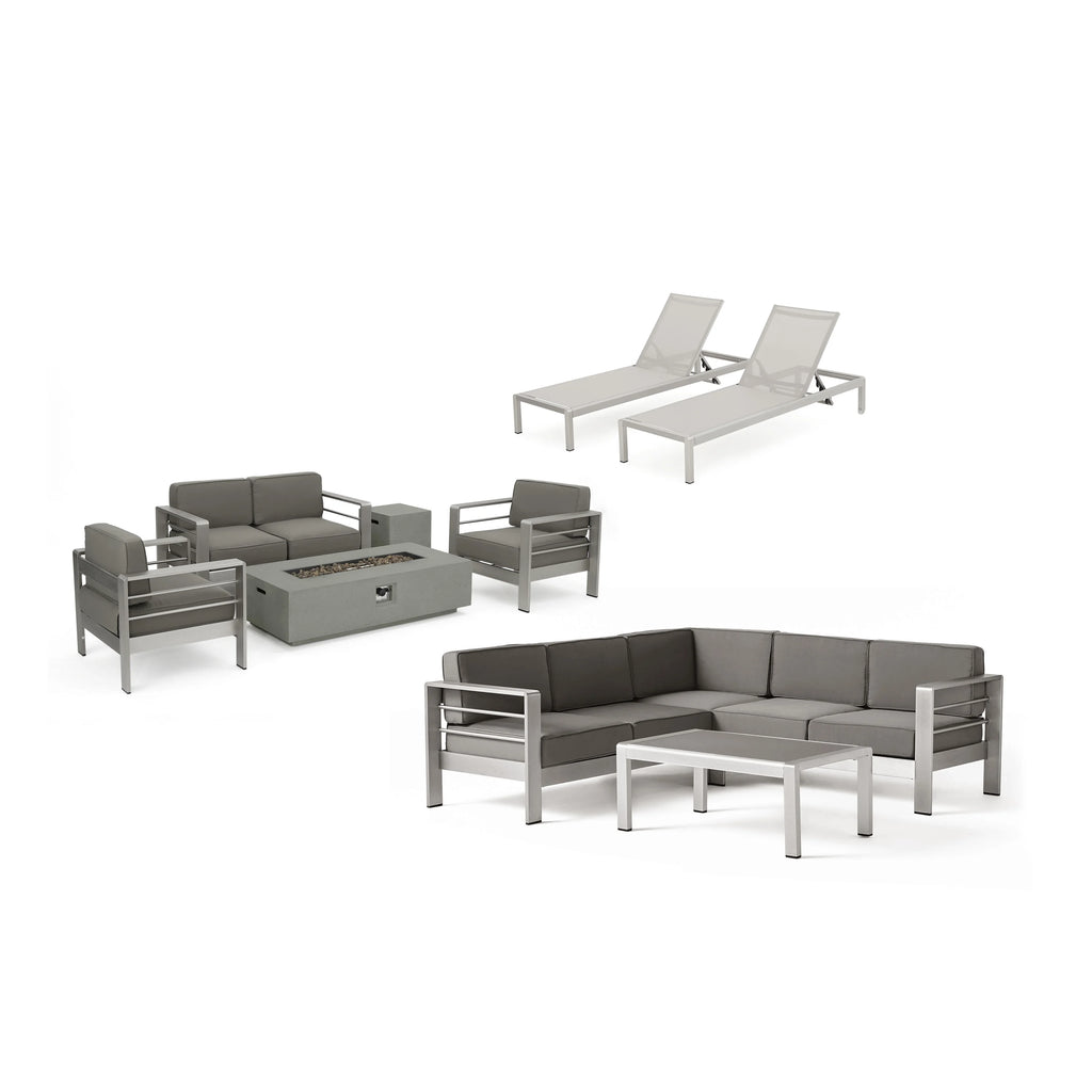 Outdoor Sofa and Chat Set with Lounges and Firepit T21253