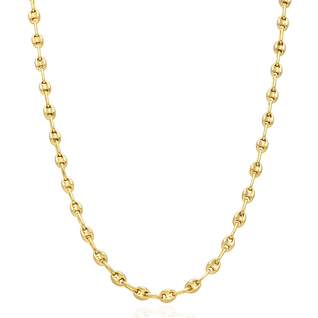 18K Yellow Gold Over Silver Puffed Anchor Chain Necklace 16"-24" Q194