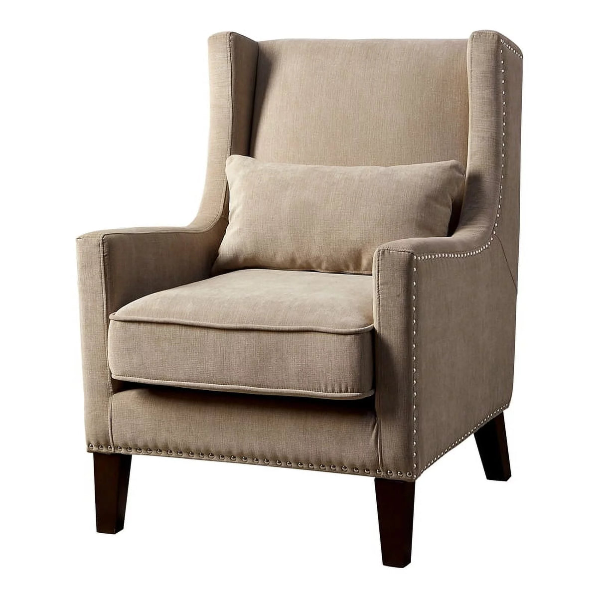 Ivory Fabric Wingback Accent Chair Y385431